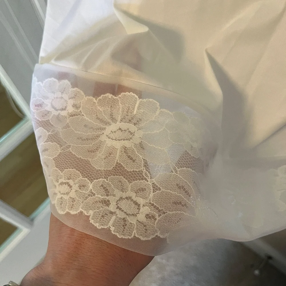 VANITY FAIR Vintage 1960s White Floral Lace Slip Dress Size L - Picture 6 of 8